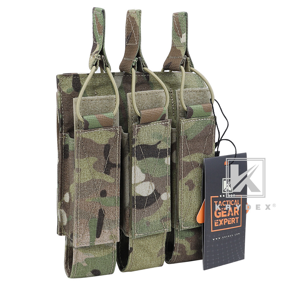 KRYDEX Triple Open Top Magazine Pouch Tactical Mag Carrier Holder MOLLE Back
