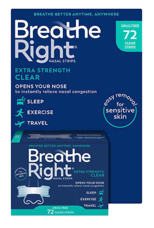 Breathe Right Extra Strength Nasal Strips - 72 Strips - Clear