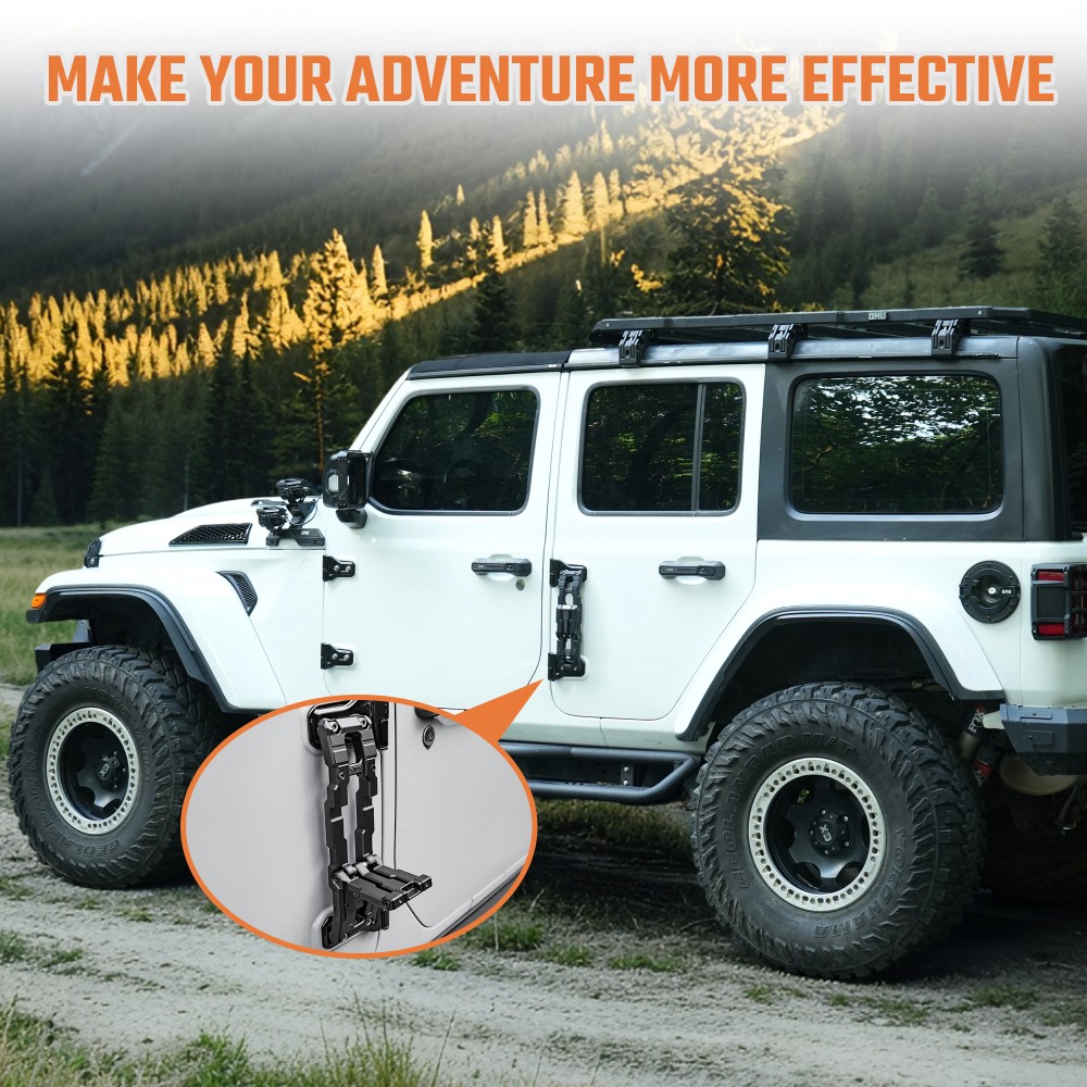Foldable Carbon Fiber Door Hinge Step for 07-26 Jeep Wrangler JK JL Gladiator JT