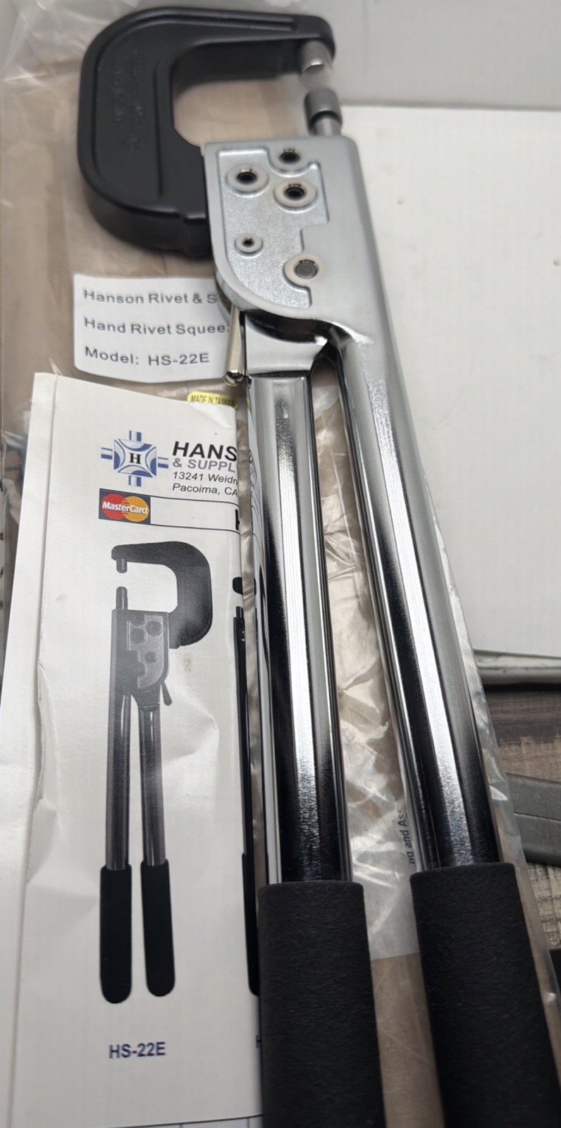 HANSON RIVET  Hs-22E Rivet Squeezer,C Style, Steel, 2"×2", Max Rivet Length 1.6"