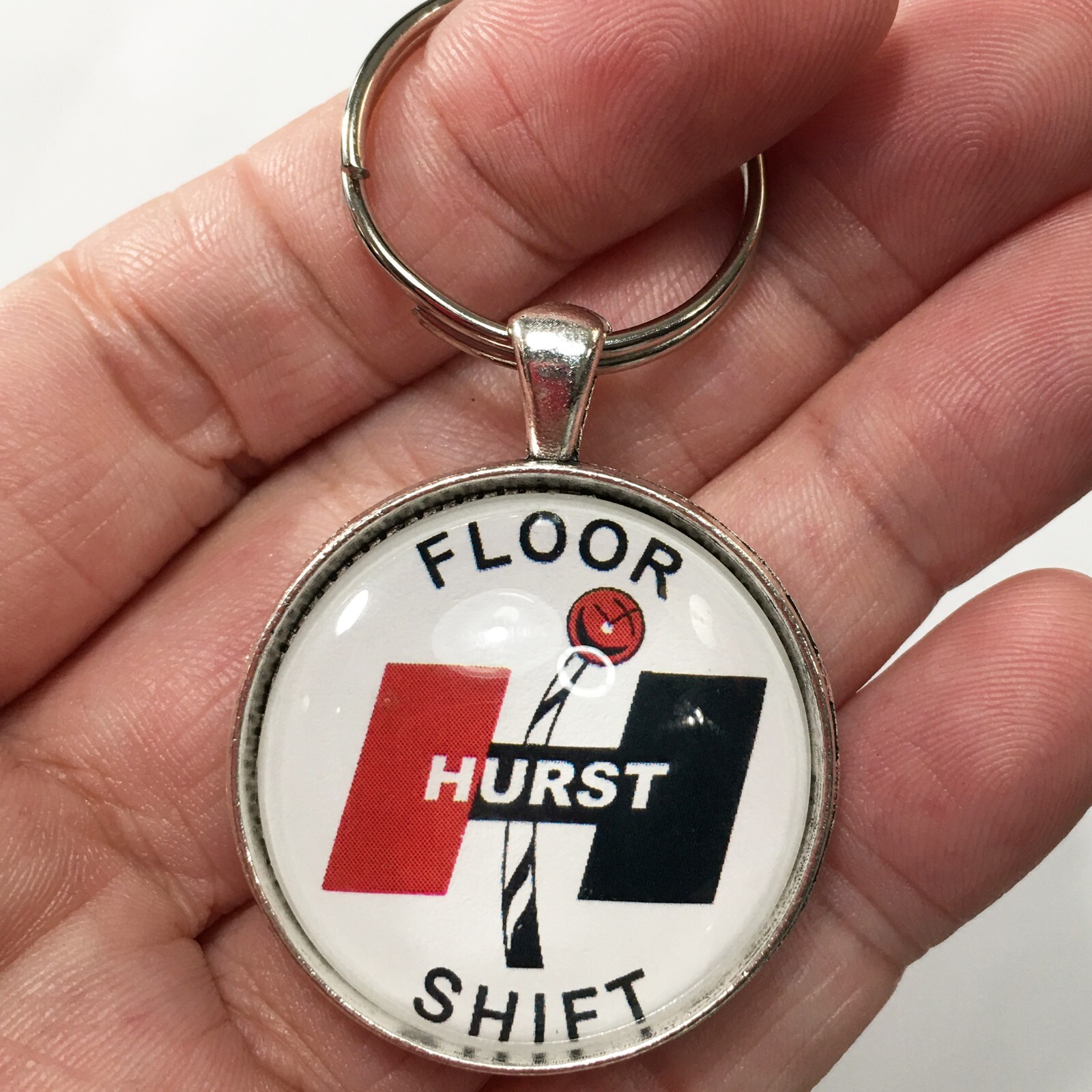 Vintage Hurst Floor Shifter Sign Logo Emblem decal 1.2" Diameter Keychain