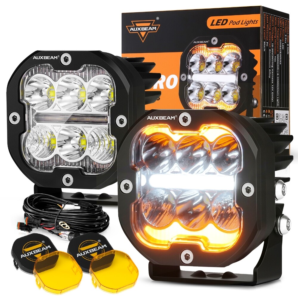 AUXBEAM 3" inch LED Pods Work Light Bar Spot Beam Driving Fog Offroad SUV Truck