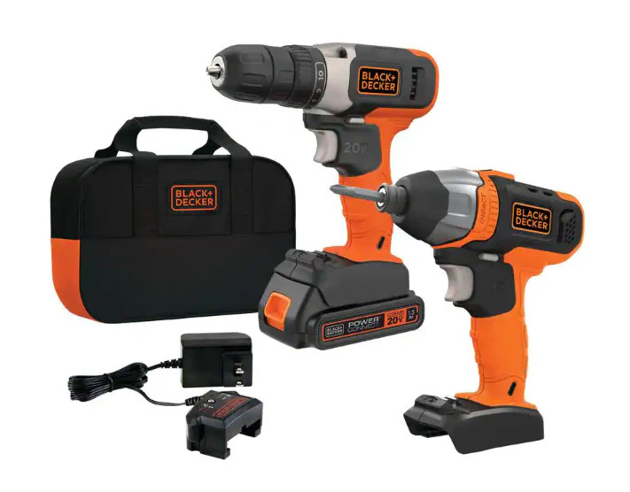 BLACK+DECKER 20V MAX* L-Ion Cordless Drill/Impact Driver Combo Kit - BD2KITCDIBC