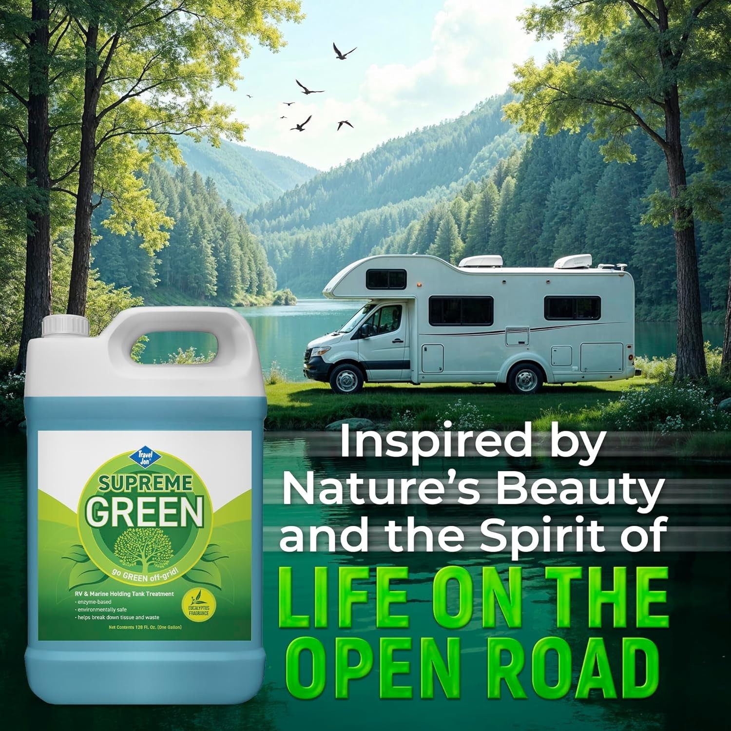 Travel Jon Supreme Green RV & Marine Tank Treatment 1 Gallon Eucalyptus