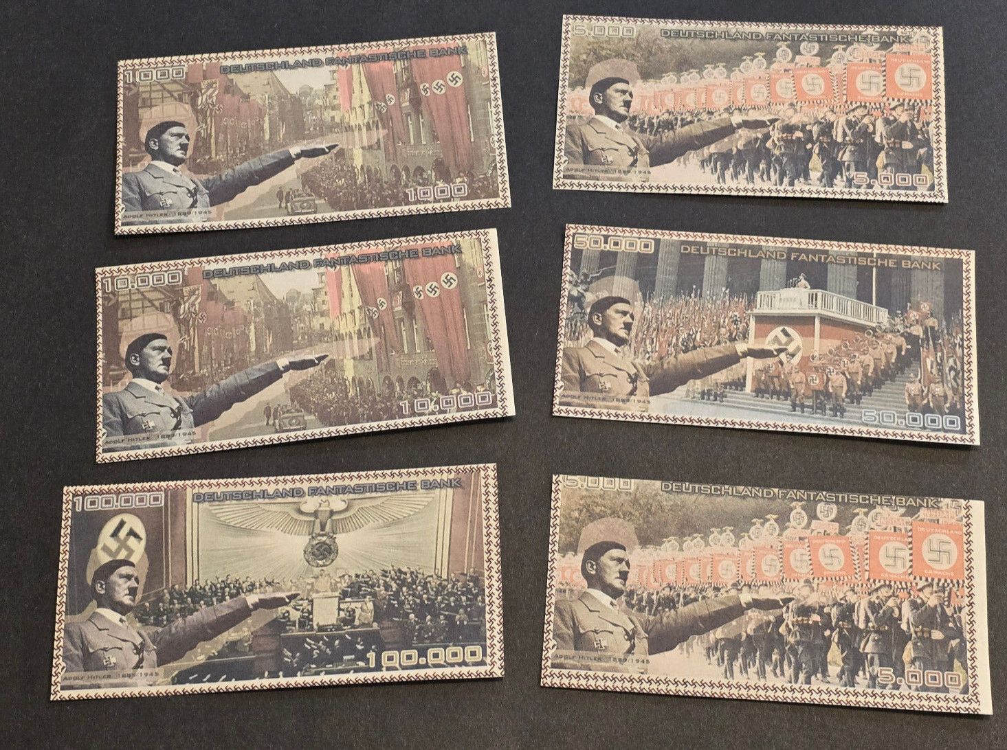 THIRD REICH NOVELTY CURRENCY Lot Adolf Hitler Banknotes Reichsbanknotes