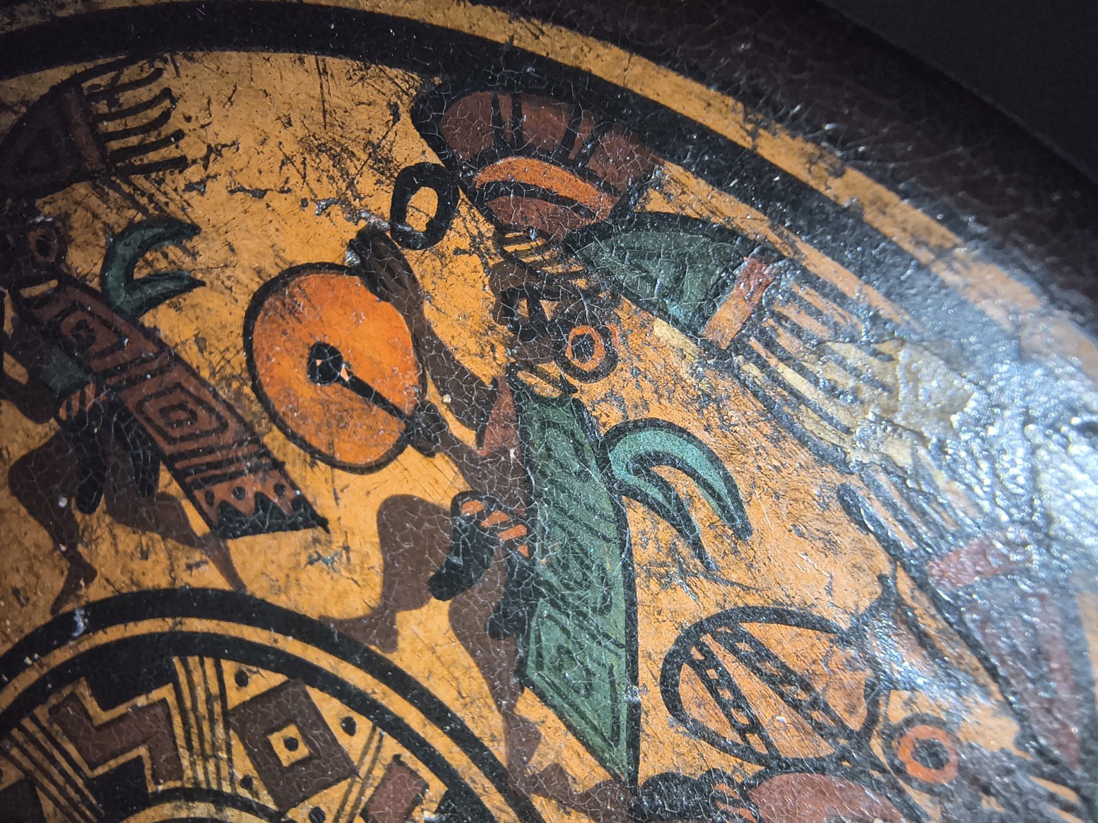 Chinchero Cusco Peru 6" Hand Painted Wall Hanging Plate With Llama & Dancing Men