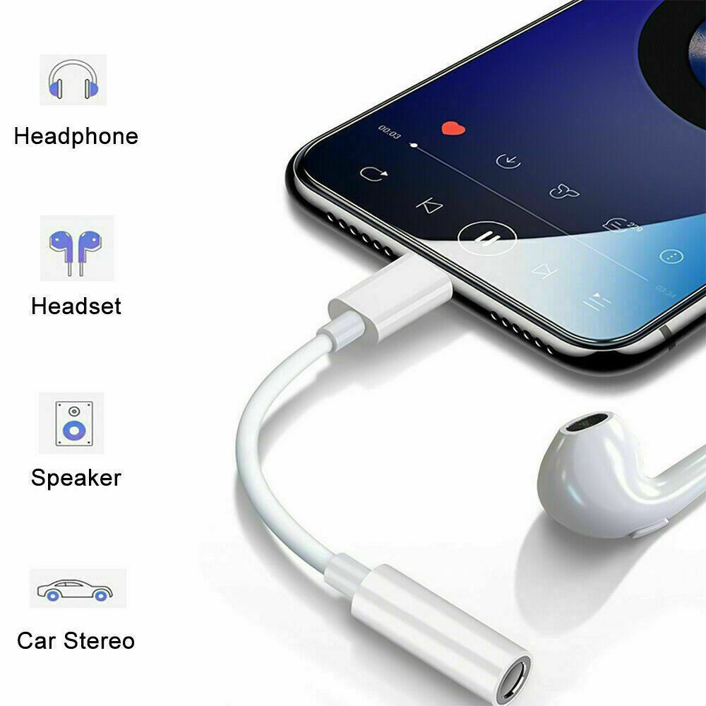 For iPhone Headphone lot Adapter Jack 8Pin to 3.5mm Aux Cord Dongle Converter