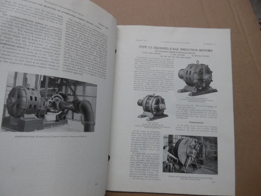 1918 Westinghouse Alternate Current Electric Motors Catalog Squirrel Cage More