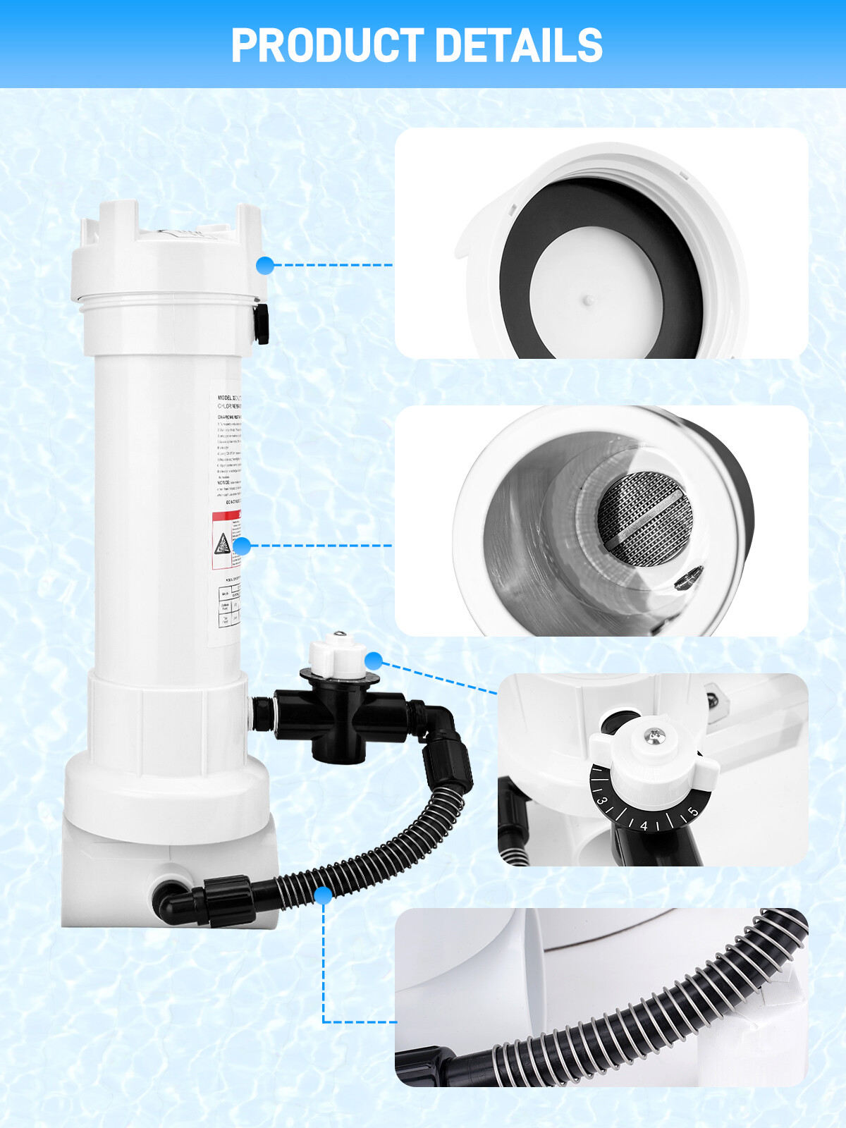 R171096 320 Automatic inline Chlorine/Bromine Feeder w/Chlorinator Tube &Bushing