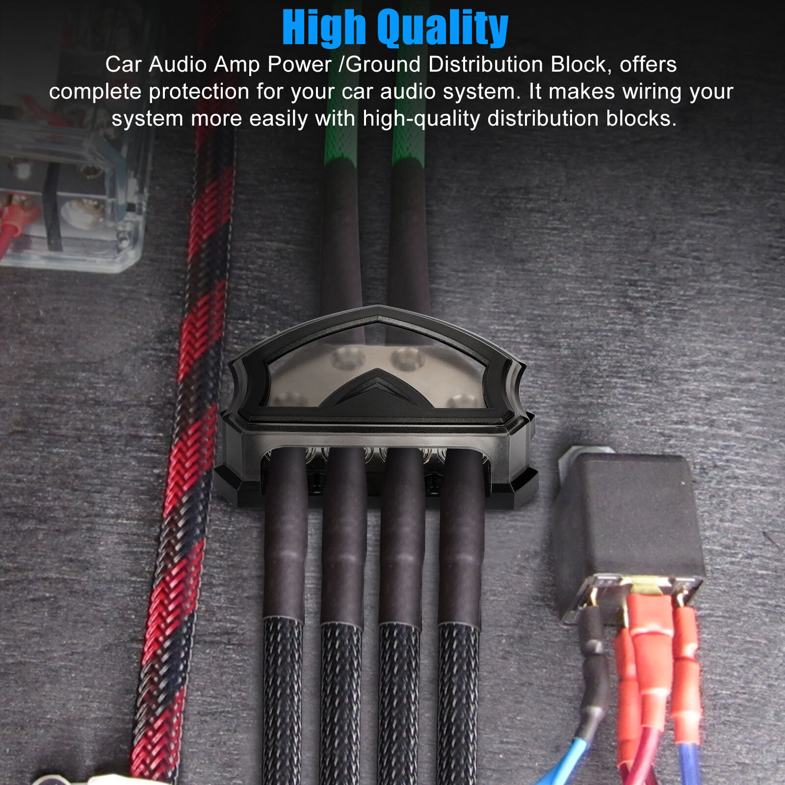 2 x 0/2/4 Gauge to 4 x 0/2/4 Gauge Out Car Audio Power Ground Distribution Block