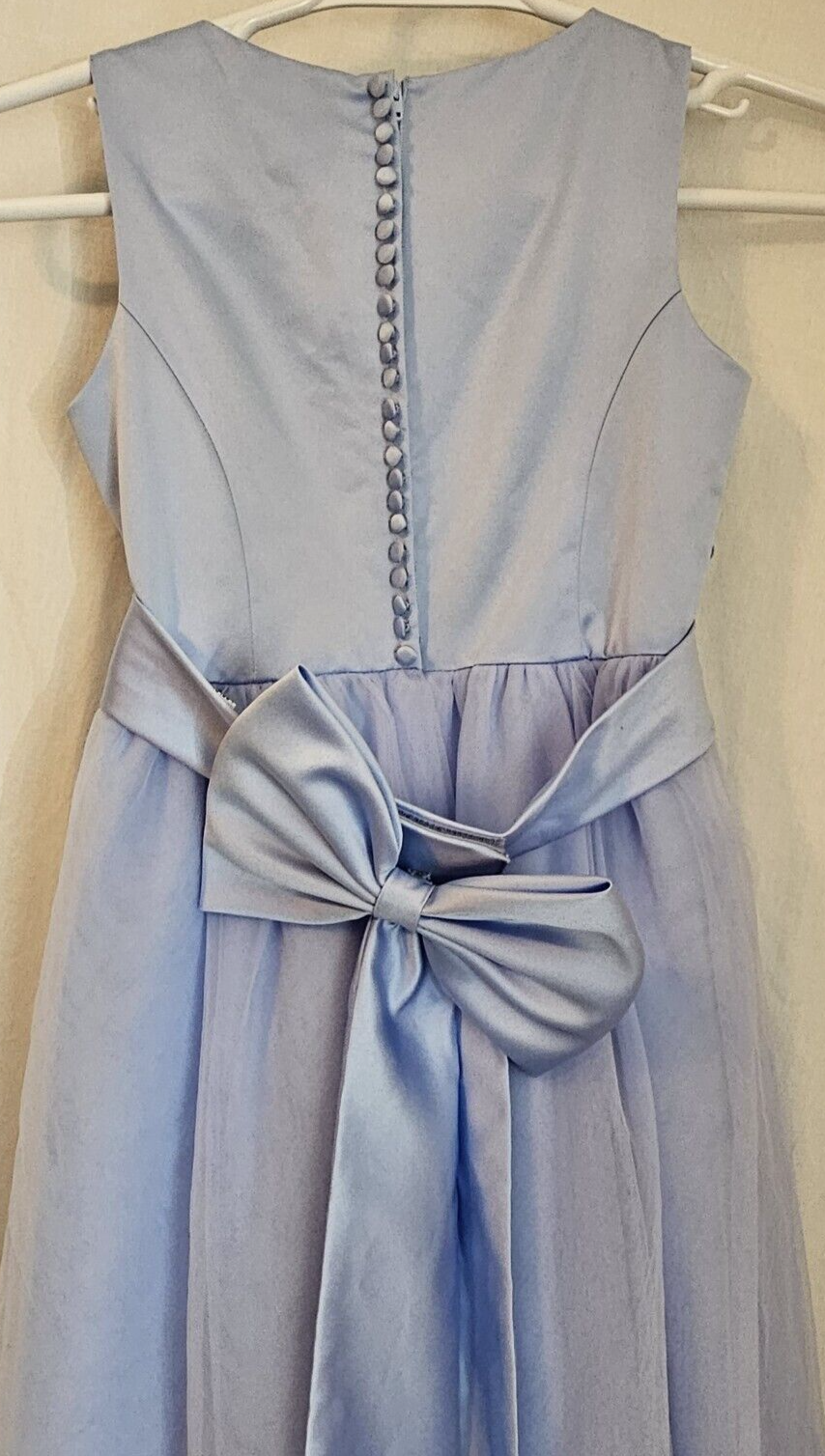 David’s Bridal Flower Girl Formal Dress Light Blue with Bow Youth Size 10 NEW