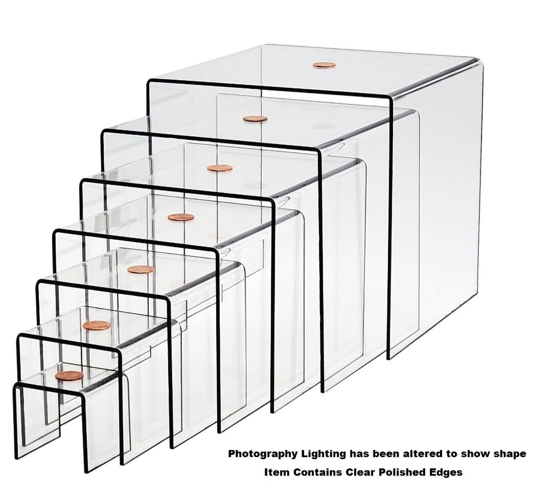 T'z Tagz Any 3-Inch-Deep Clear Acrylic Riser Display Stands New 2 Pack Variation