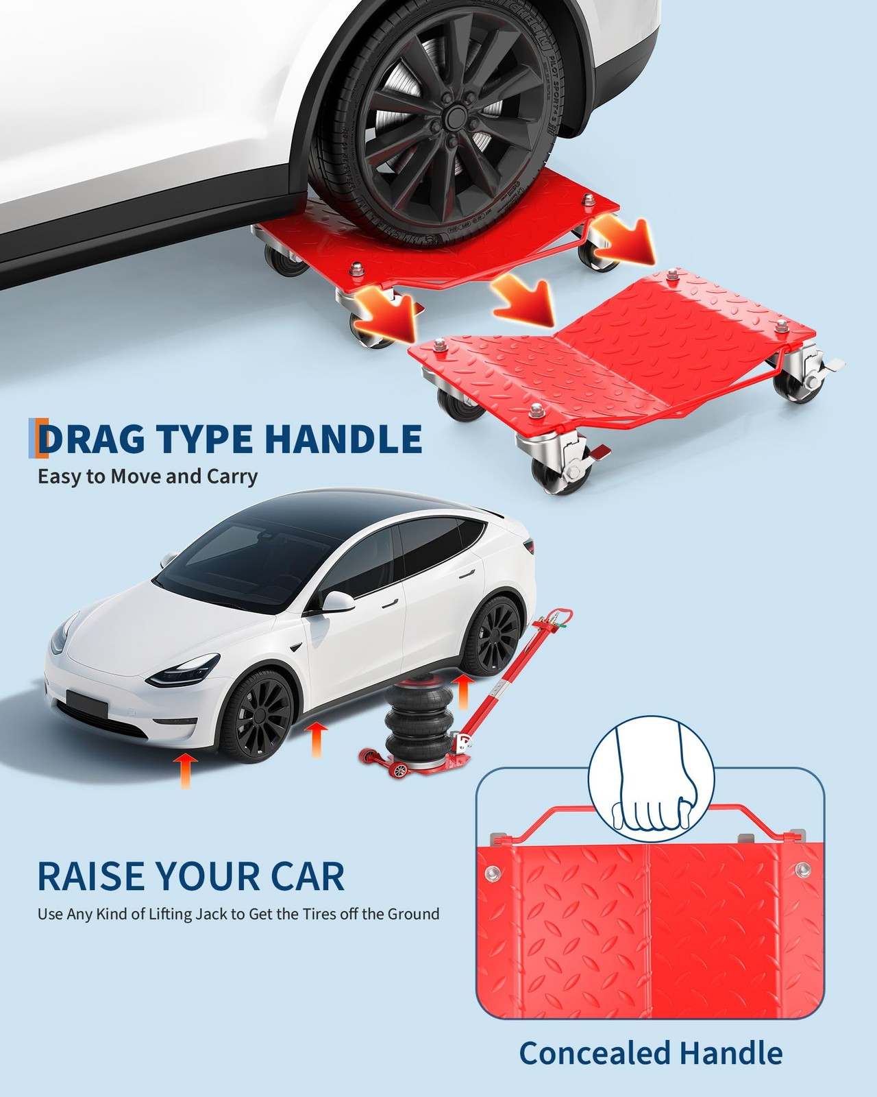 Car Dolly Wheel Tire Dolly 4PCS Heavy Duty Skate Auto Repair Moving Dolly 6000LB