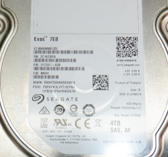 Seagate Exos 7E8 3.5 4TB 7.2K SAS 12Gb/s HDD ST4000NM0125 1YZ207-038 SAS