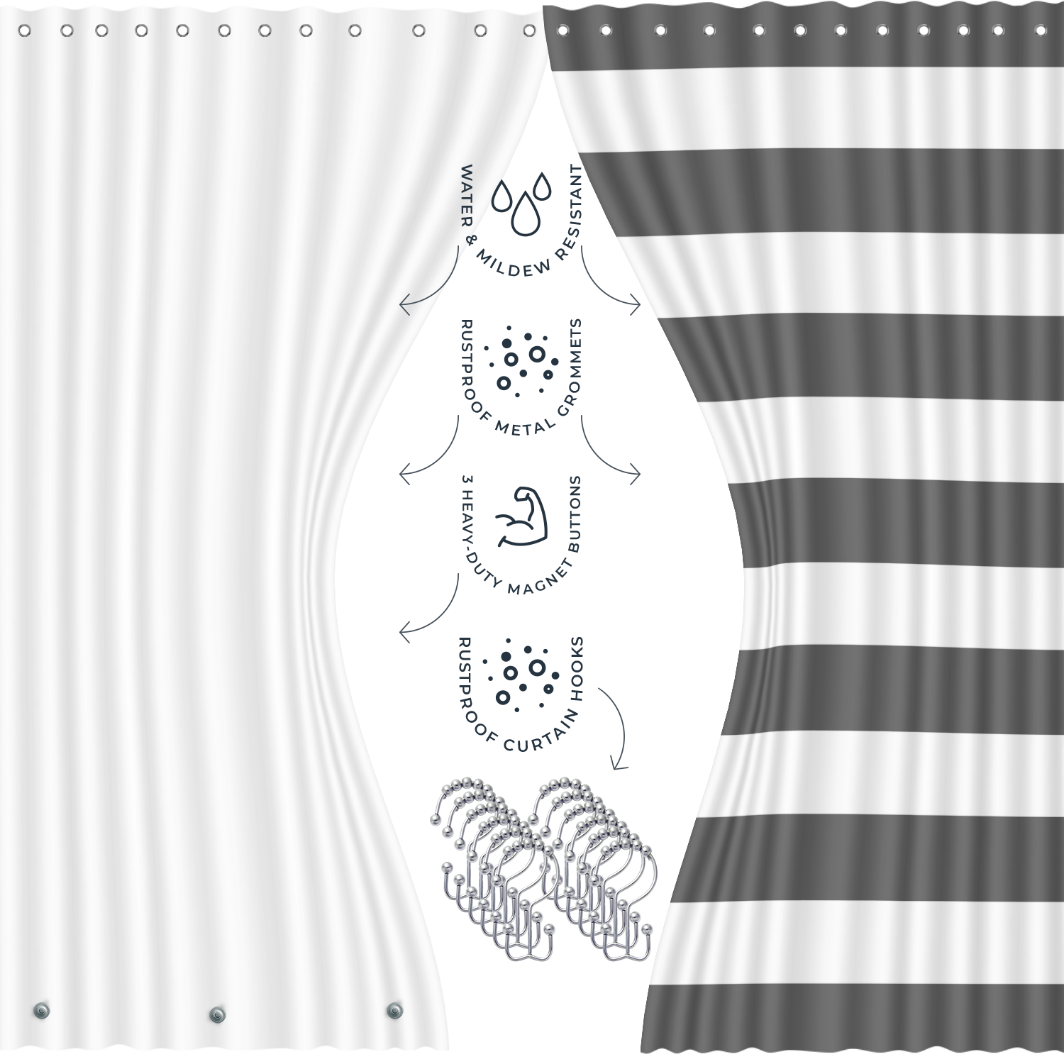 12 Piece Bathroom Accessories Set Shower Curtain 3 Rugs Toilet Brush and More