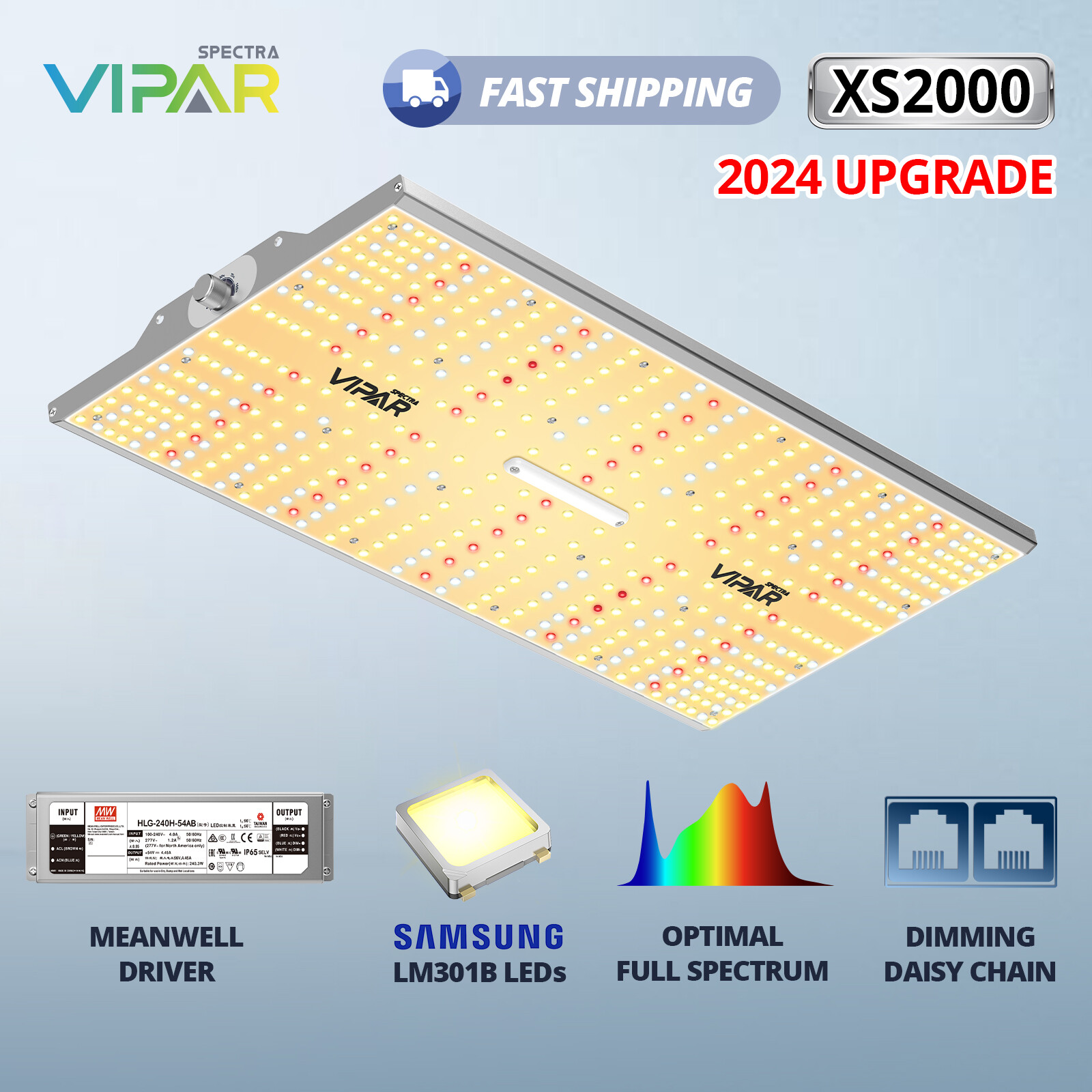 VIPARSPECTRA XS2000 LED Grow Light Full Spectrum for Indoor Plants Veg Bloom IR