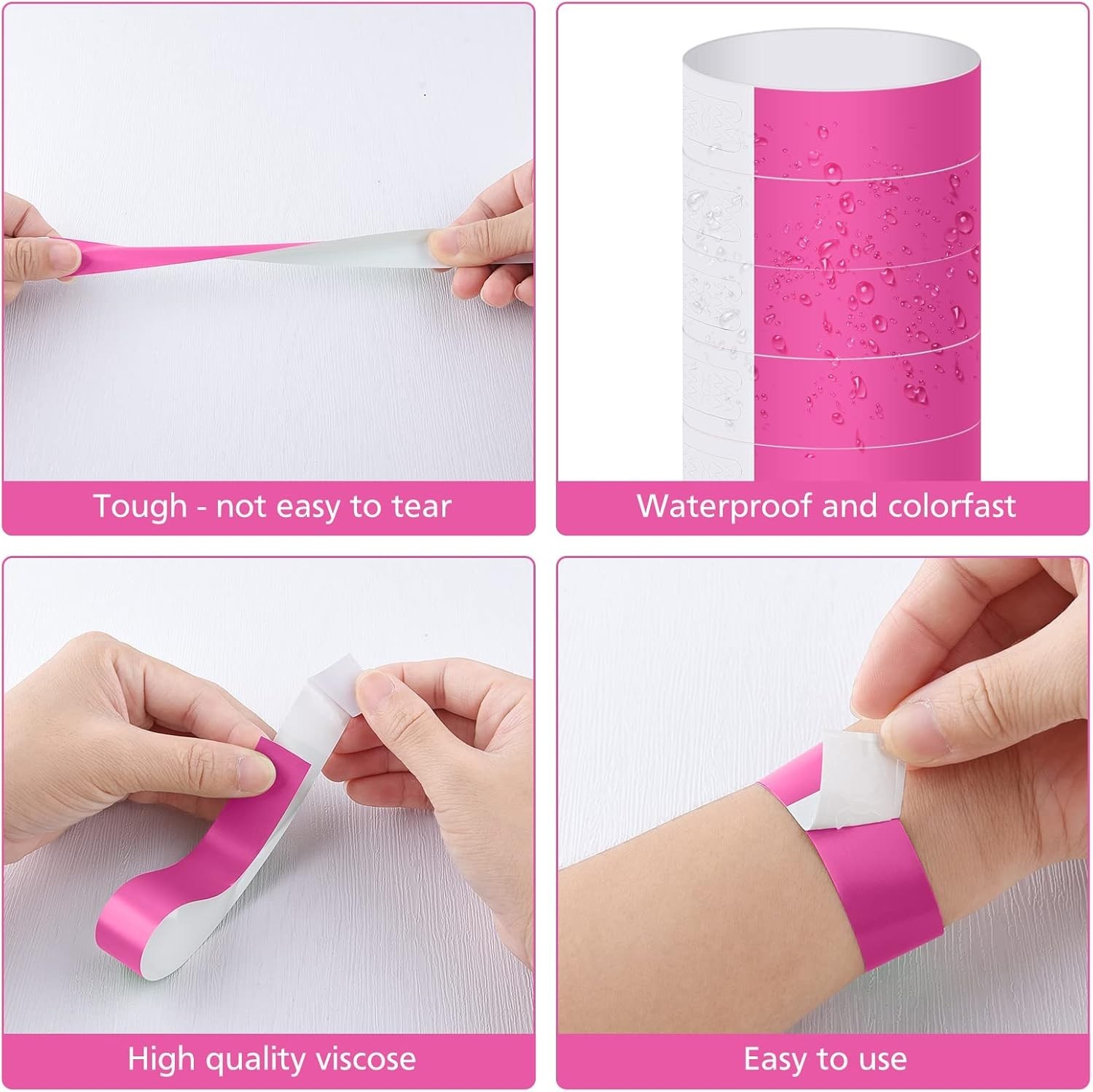 Paper Wristbands for Events 200 pcs Pink Party Wrist Bands Event Bracelets Ar...