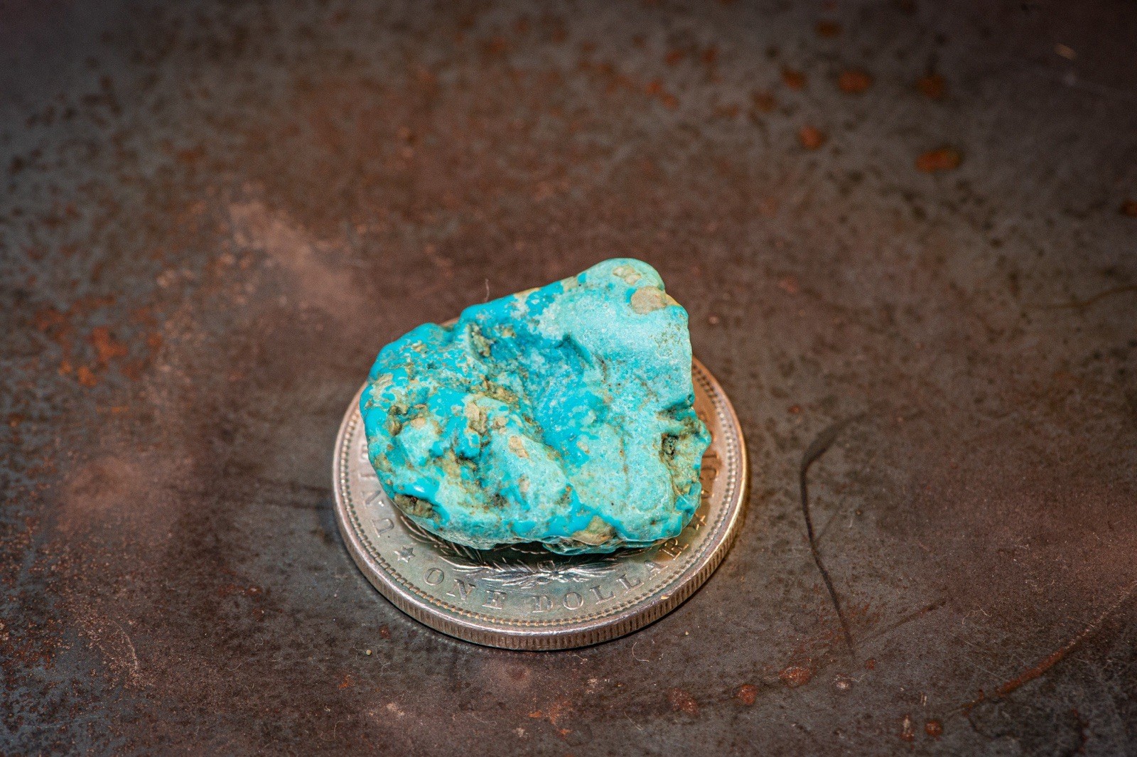 Natural Gem Hard Iron Mask Turquoise Nugget!RARE! RARE! New Mexico! 12 Grams!