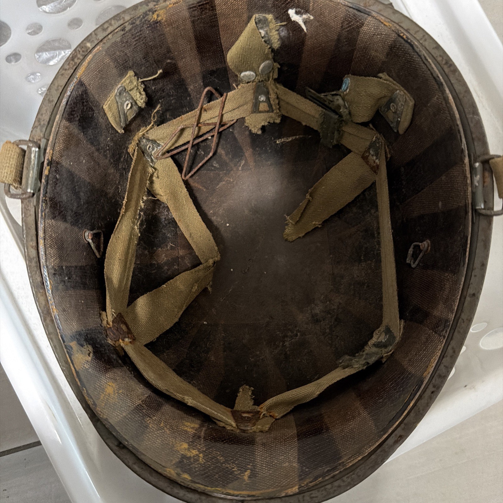 Original WW2 WWII Helmet Liner Armored Division