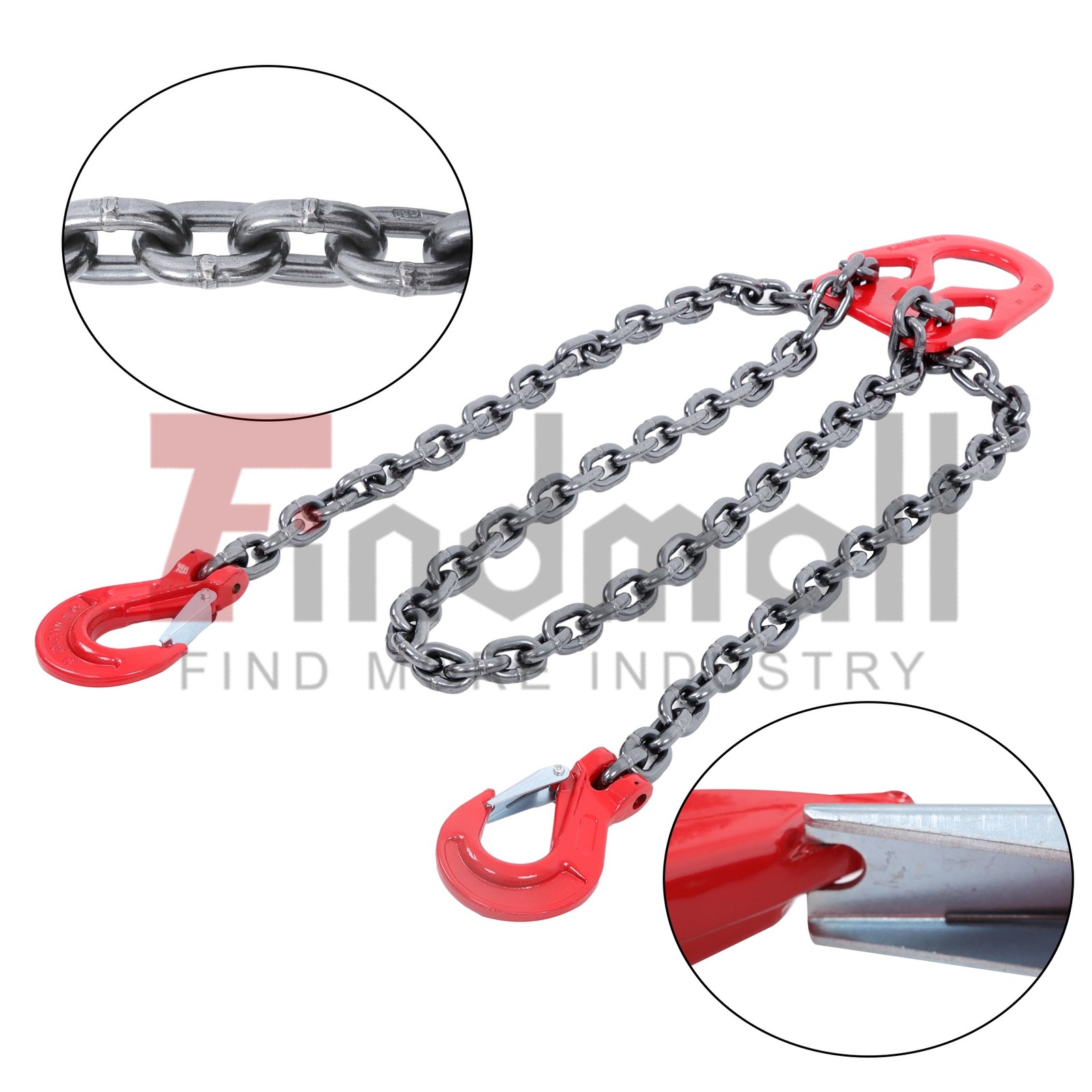 3/8" x10ft Chain Sling G80 7100lbs Lifting Chains with Adjuster Hooks 2 Legs Red