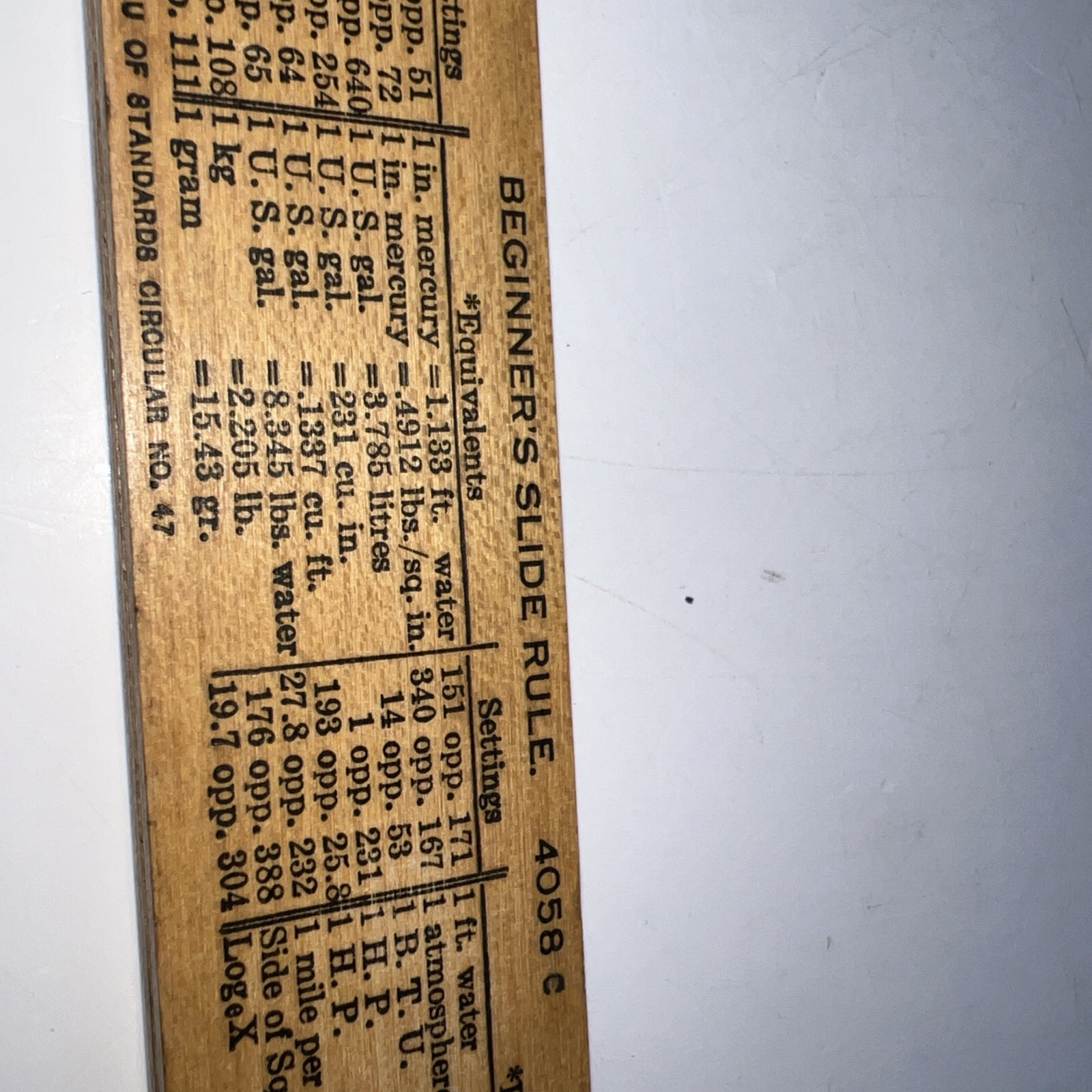 Vintage 1920s K & E Beginners Slide Rule 4058c Keuffel & Esser Wood USA EOC