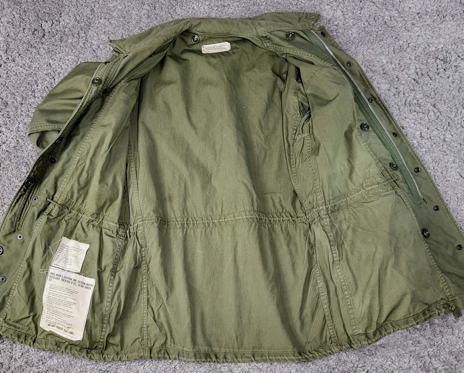 Vintage US Military OG-107 Sateen M51 Field Jacket Olive Green Regular XS 1958