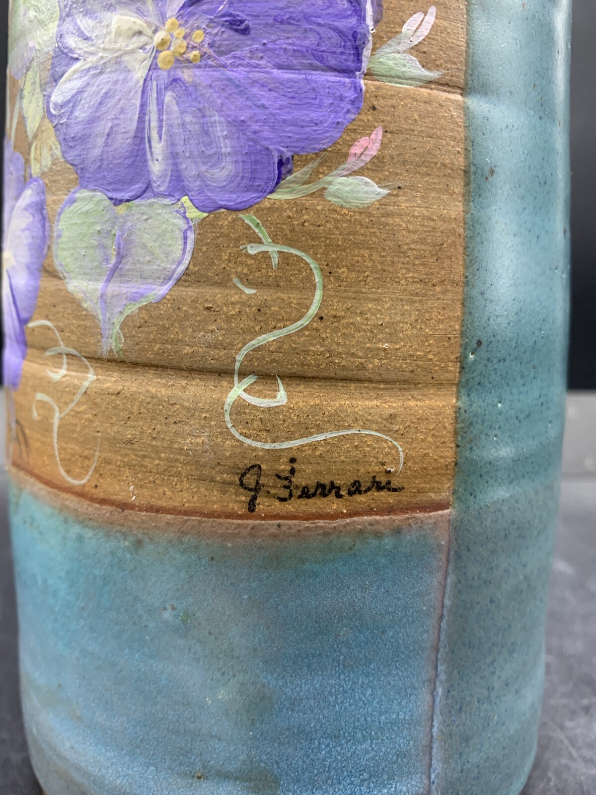 Hummingbird Vase Pottery Hand Painted Floral Art Planter