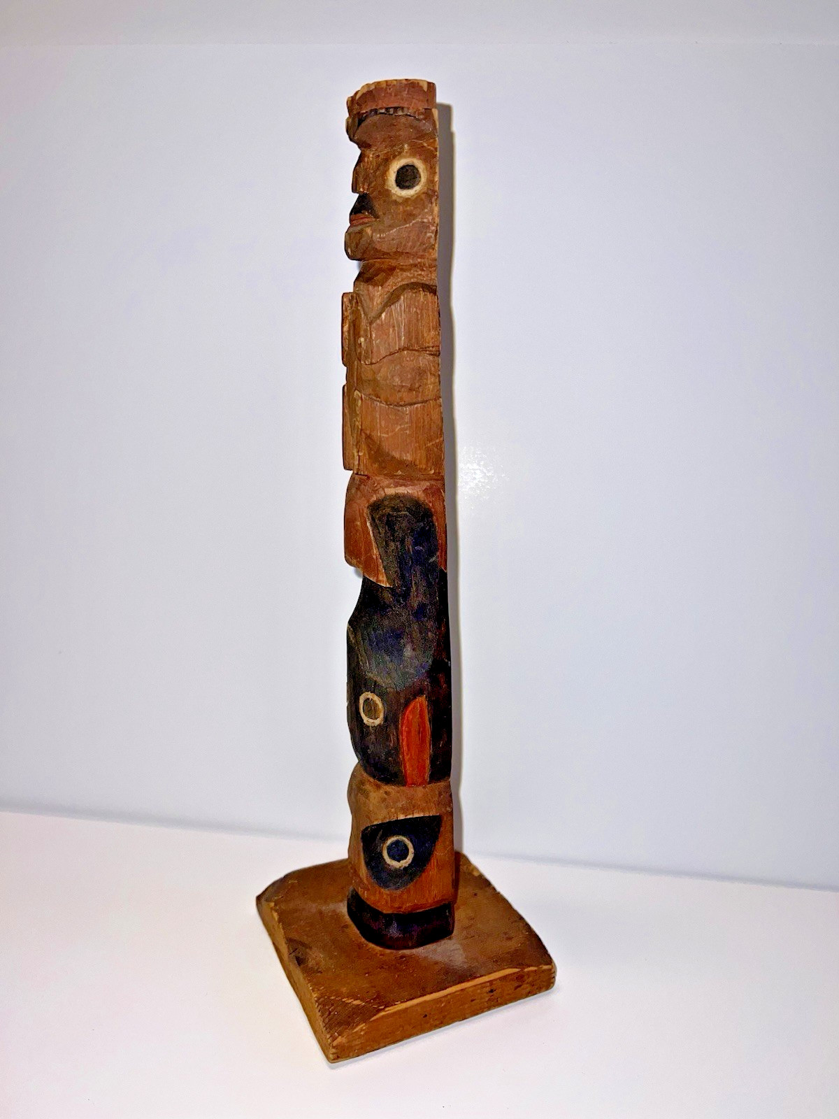 Native American Indian Pacific Northwest Coast Wood Cavred Totem; 13 1/2" Tall