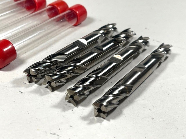 3/8" 4 flute end mill, double end, cobalt 4 pc set USA
