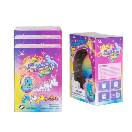 4PC Surprise Growing Unicorn Hatching Rainbow Egg Kids Toys Novelty Asst Colors