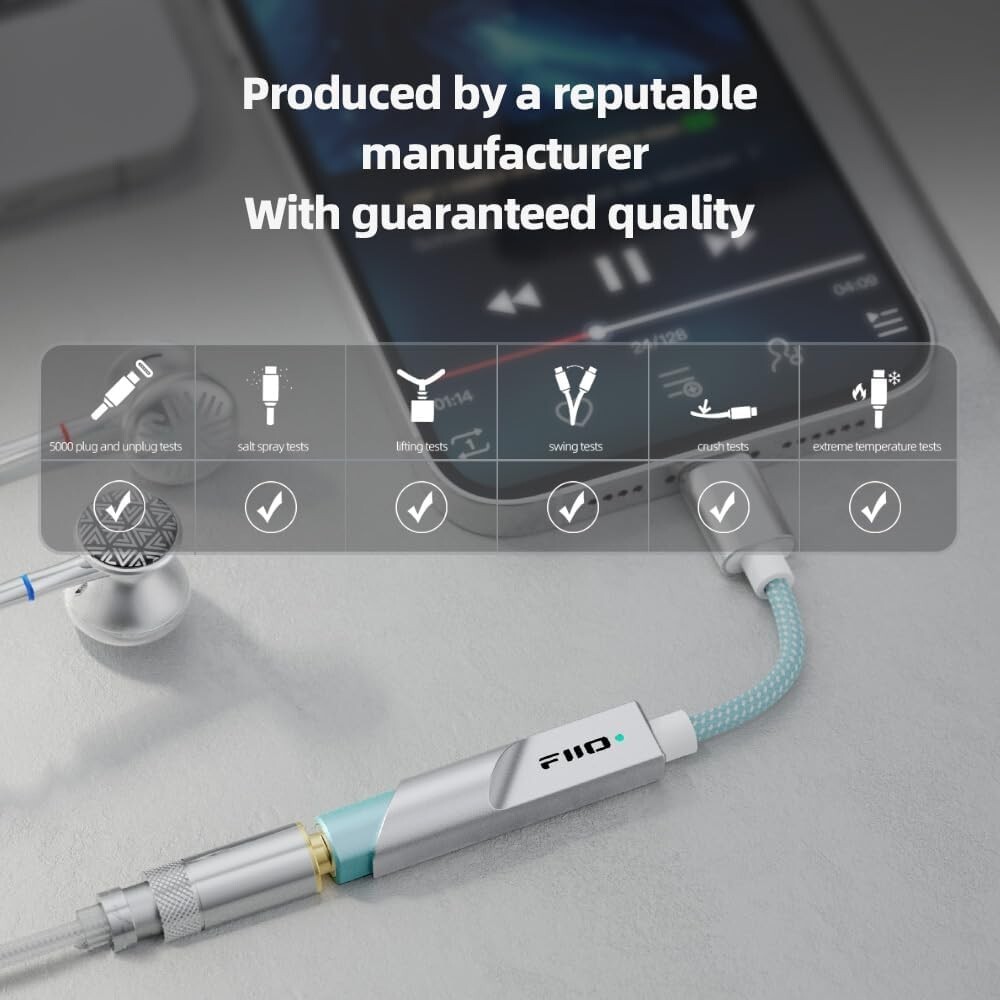 FiiO KA11 USB C to 3.5mm Audio Adapter 32bit/384KHz ( Black, Type-C )