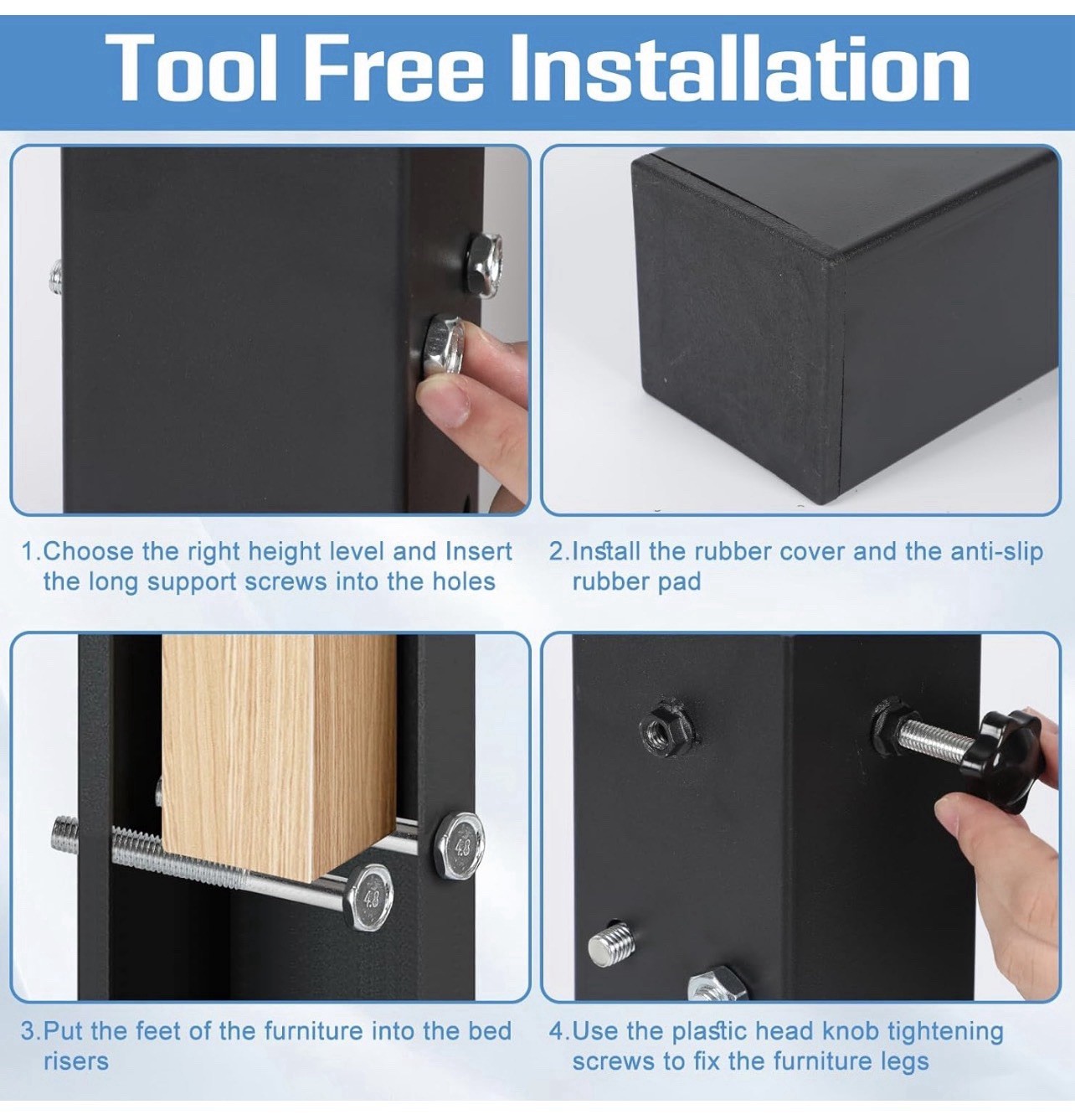 4 Pack 3.15” Diameter Dorm Bed Risers Heavy Duty 11.8LB Metal New