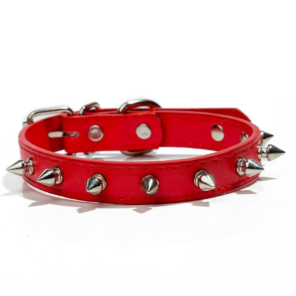 Cat Dog Collar Leather Spiked Studded Collars For S/M/L/XL Colorful Pet Necklace