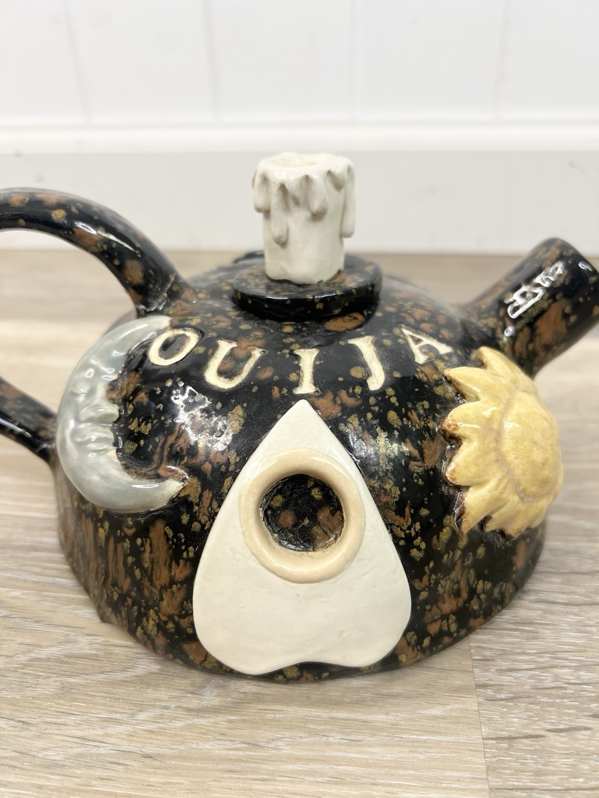 Quija Ceramic Teapot Decor Goth Tarot Witchy Planchette Pentagram Moon *Read