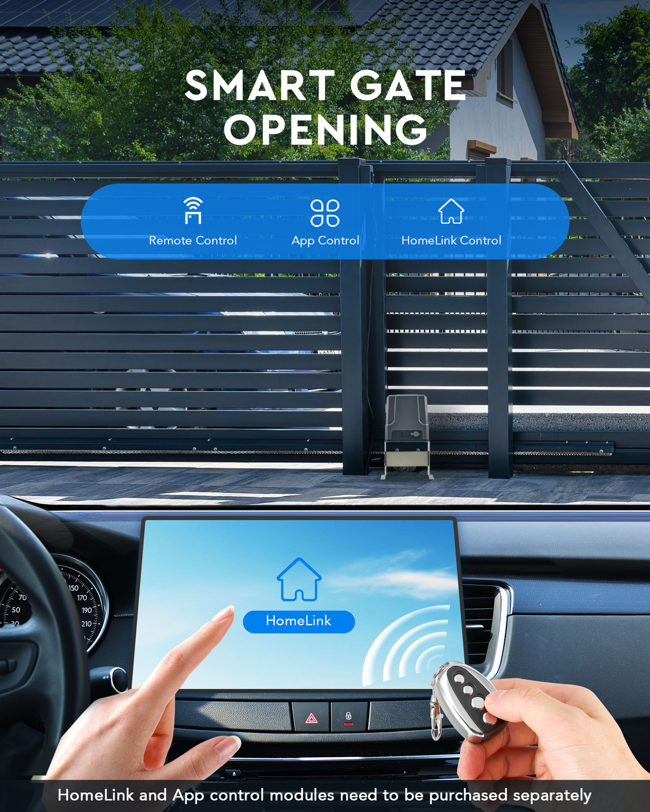 CO-Z Sliding Gate Opener Kit with Solar Panel Remotes for 1800lb 40ft Home Gates