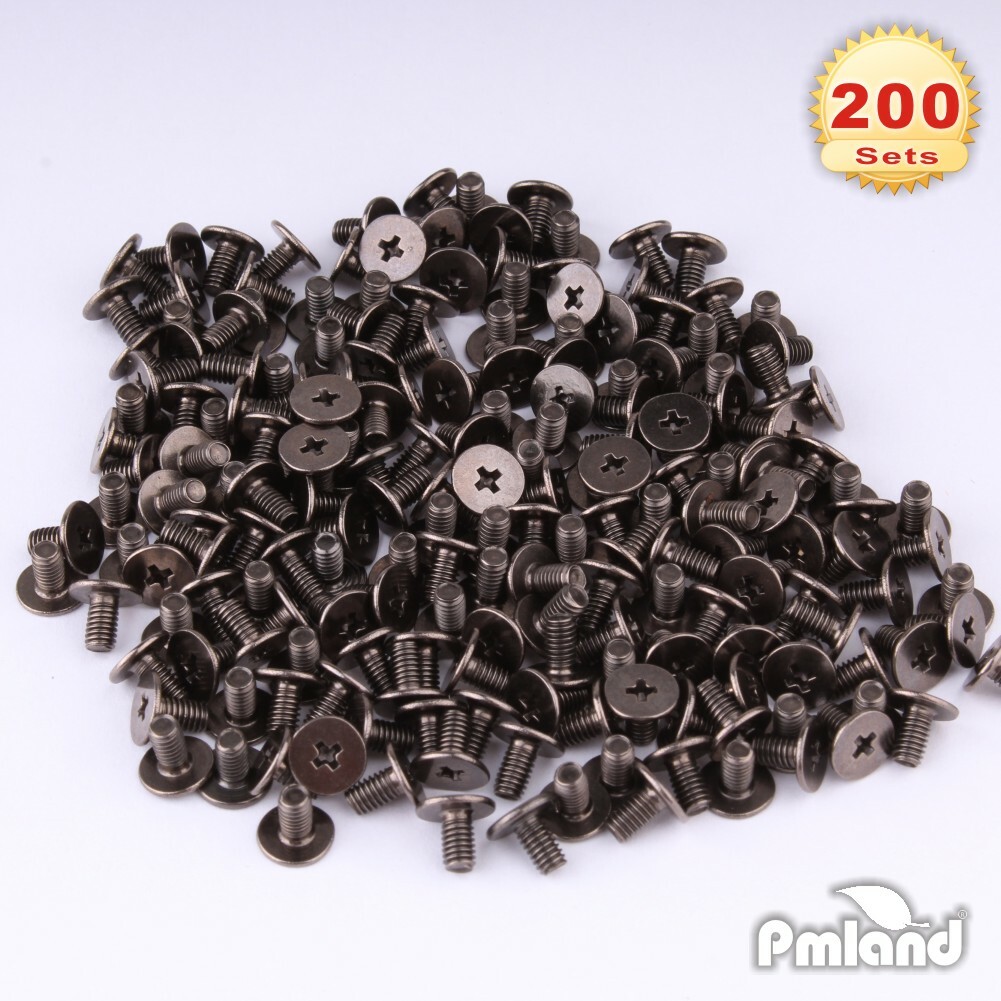 200 Sets 9.5mm Dark Brass Metal Gun Cone Spikes Screwback Studs Rivets Punk