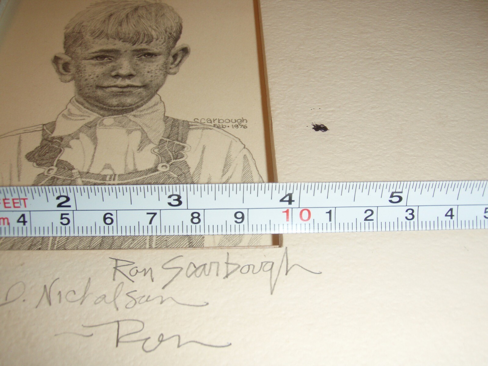 SIGNED vintage Ronald ron SCARBOUGH black american Artist Original DRAWING art