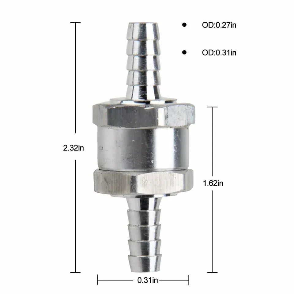 2 Pcs 8mm 5/16" Fuel Non-Return One Way Check Valve Petrol Diesel Oil Aluminum