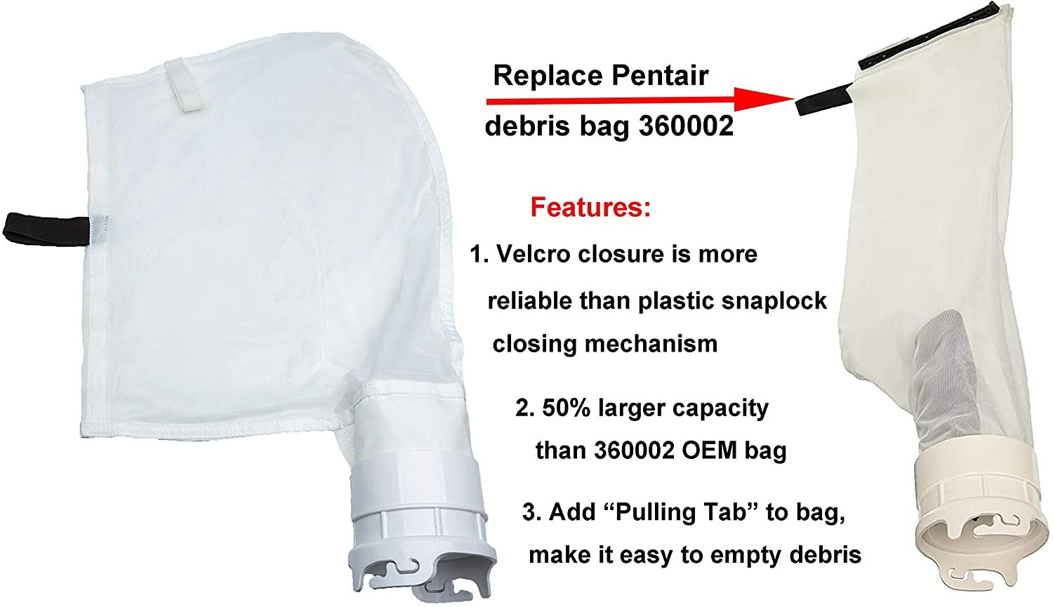 360002 Fine Mesh Debris Bag For Pentair Legend, Platinum, Letro Pool Cleaners