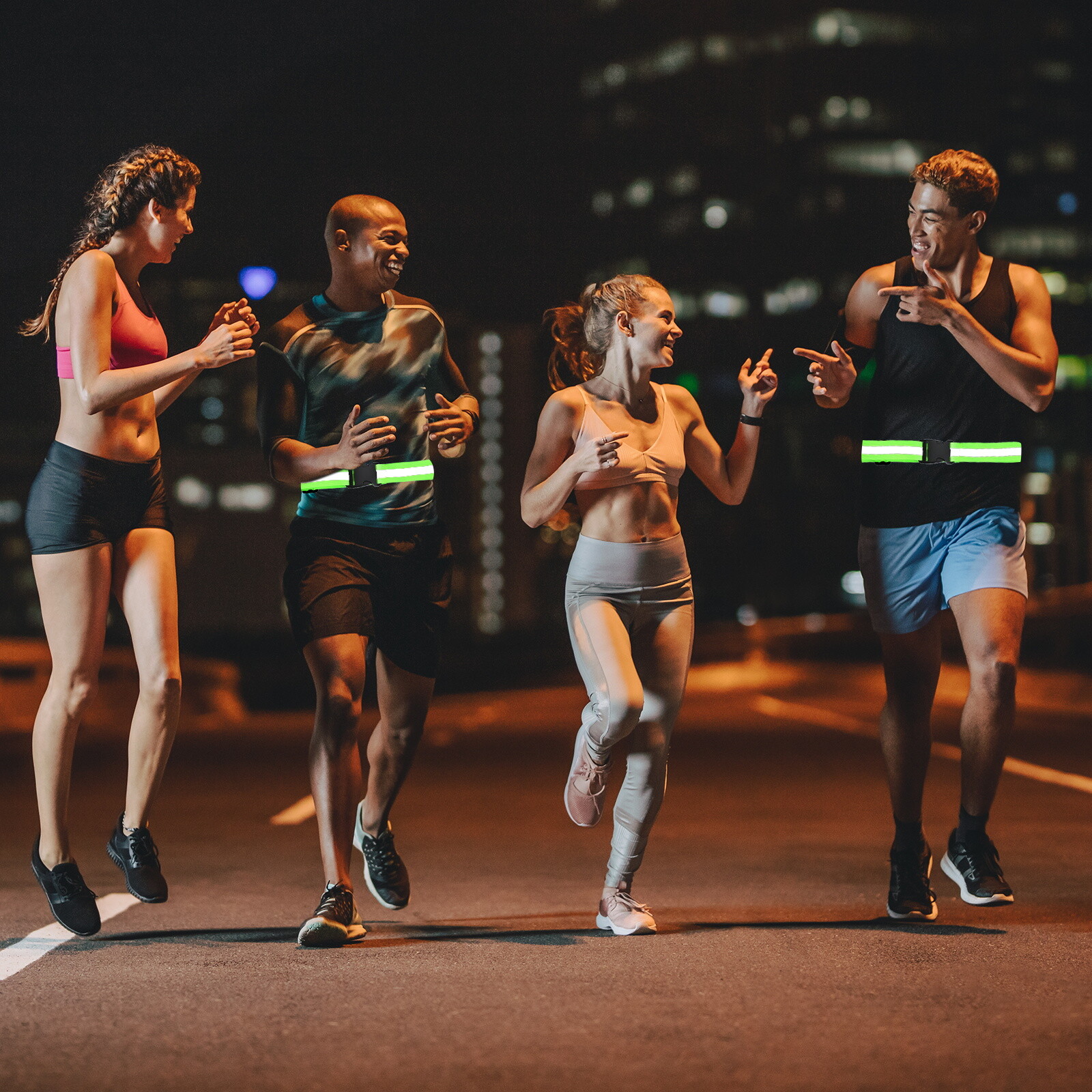 Reflective Belt, Adjustable Hi-Vis Safety Running Gear Belt, Rose Red