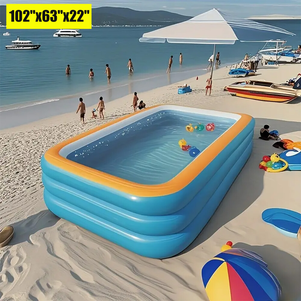 3-Layer Large Family Inflatable Swimming Pool Durable PVC Indoor/Outdoor Use NEW