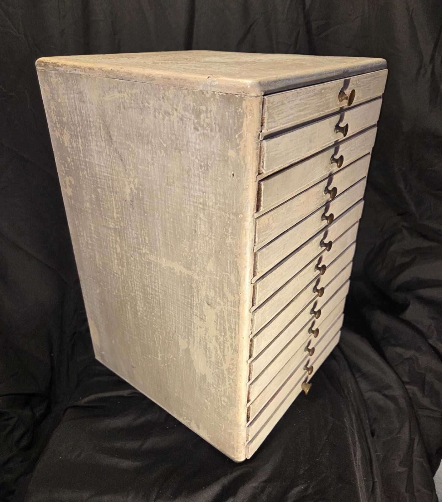 Antique Primitive Watchmaker Specimen Cabinet 13 Drawers Jewelry Parts Organizer