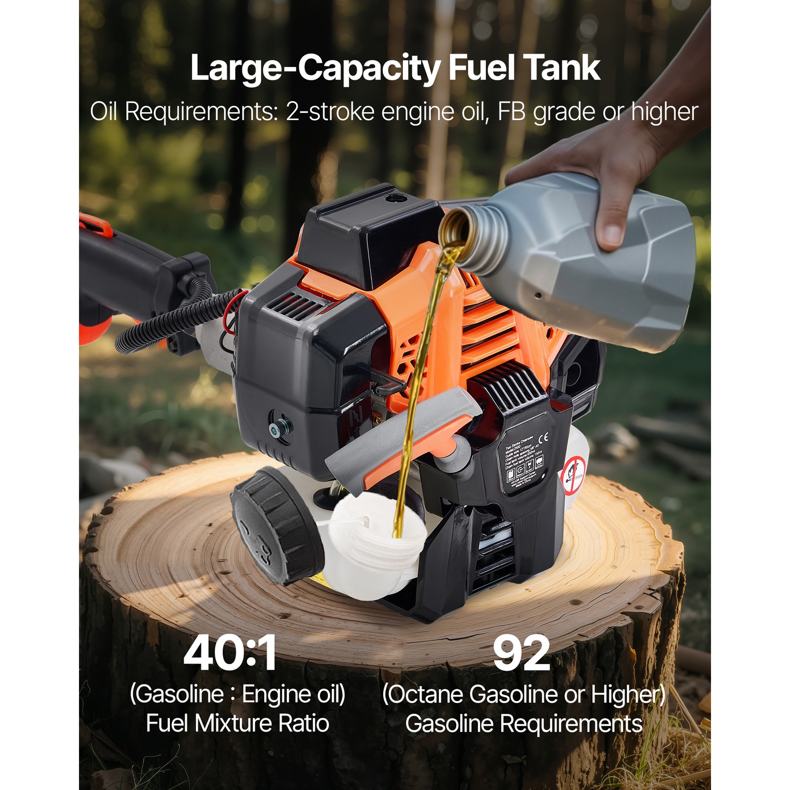 Gas Pole Saw 25CC 2-Stroke Extendable Cordless Tree Trimmer 8 in Cutting Bar