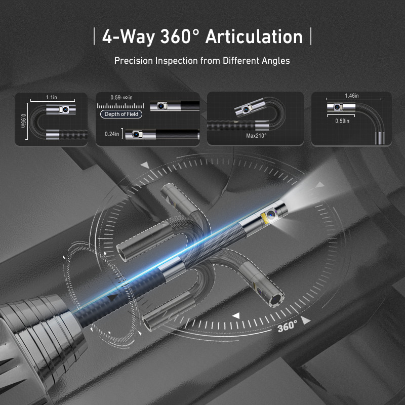 Ralcam Joystick 5" Endoscope Camera with Light Inspection Camera 360° Borescope
