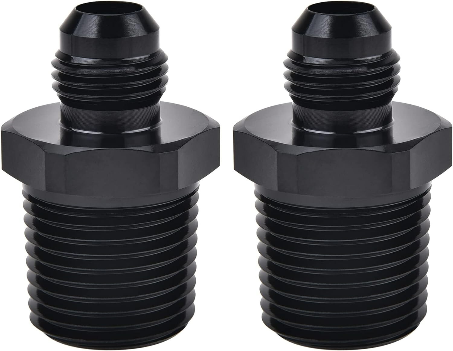 1/2" NPT to 6AN Fitting Male Straight Fittings Adapter Aluminum Black 2Pcs
