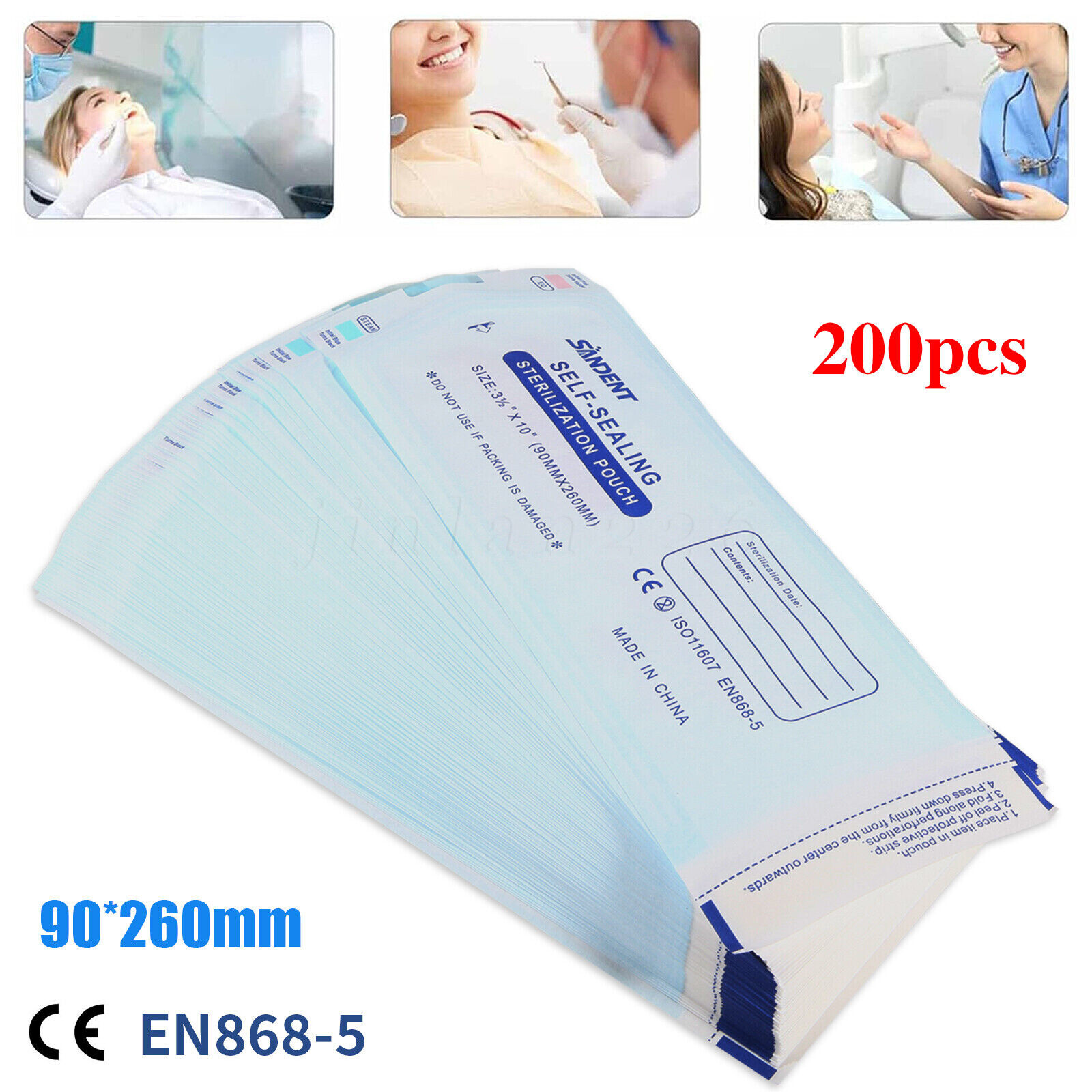 3.5" X 10" Self Sterilization Pouches Autoclave Pouch, Sterilizer Bags Dental US