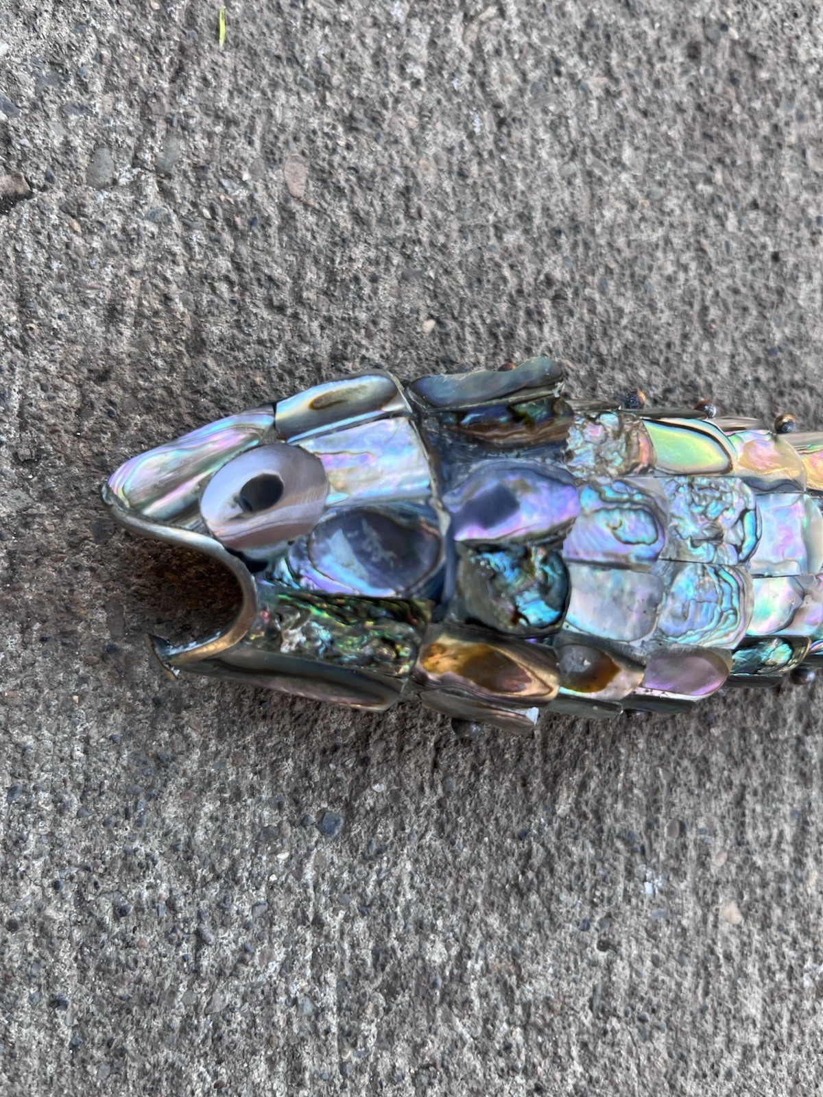 Vintage Articulated Abalone Shell Fish Bottle Opener Mexican
