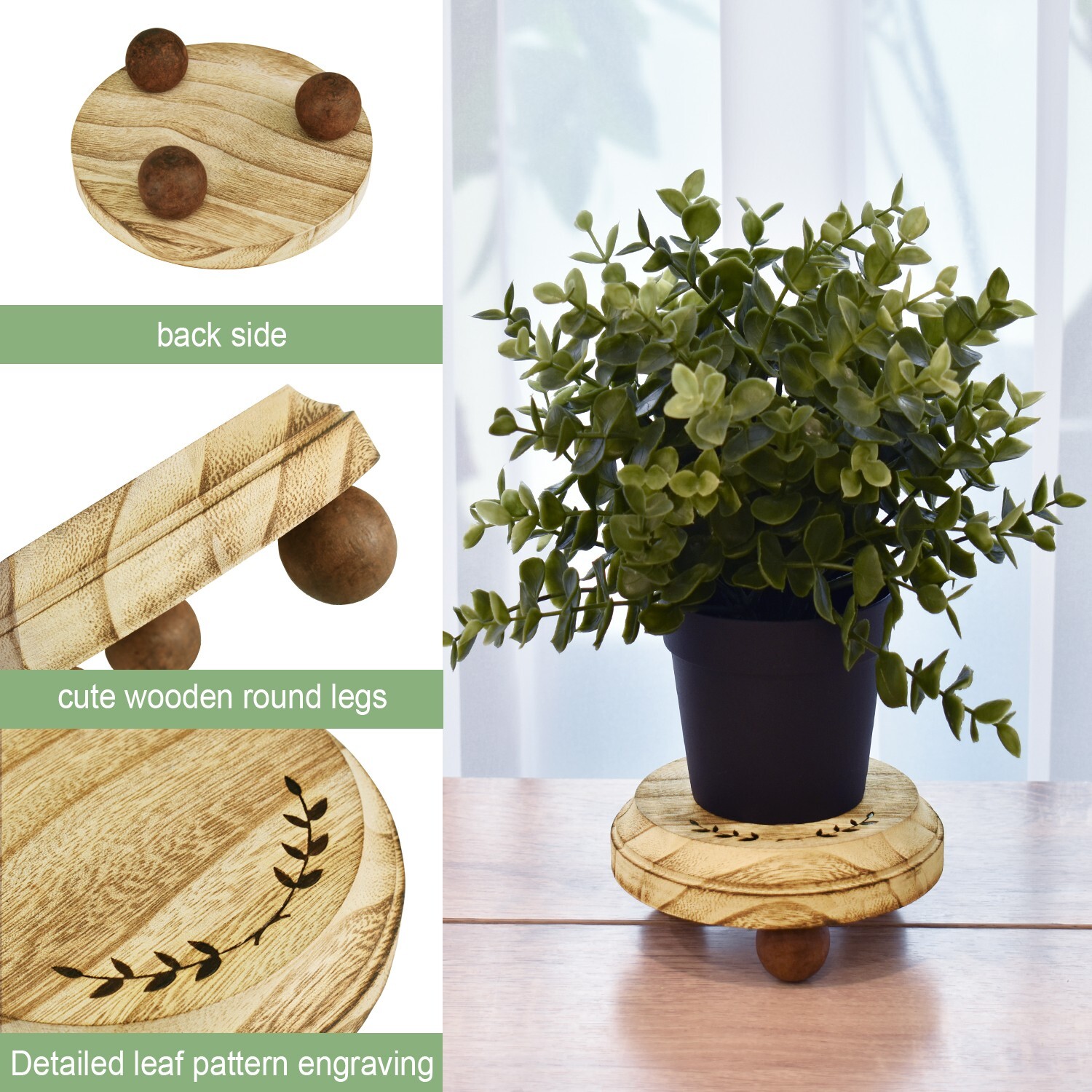 Neuxi 3Pcs Set Stackable Wooden Stool Display Riser Stand for Home Kitchen