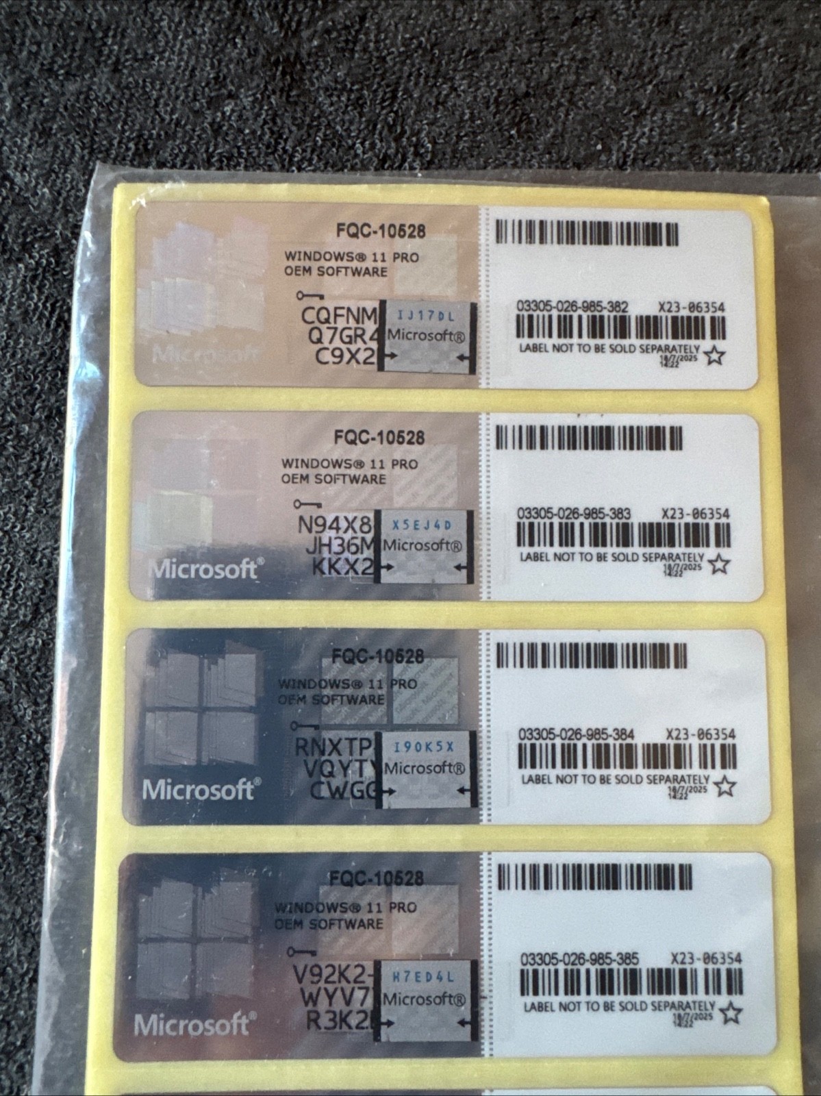 Windows 11 Pro Key OEM License Sticker COA Sticker Perpetual License