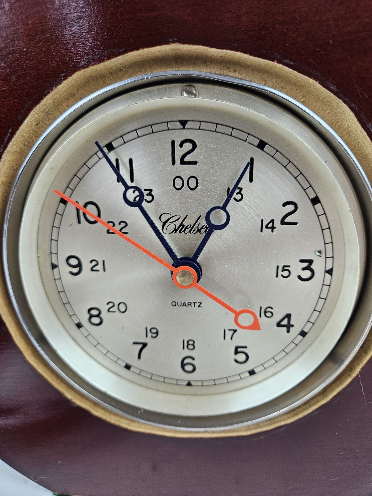 Vintage Working CHELSEA Clock Co. Nautical Ship Mantel Clock with Wood Case